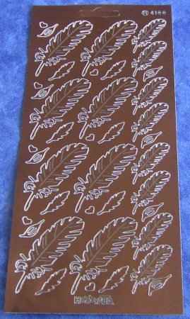 Preview: Stickerbogen 10 x 23 cm Federn toffee