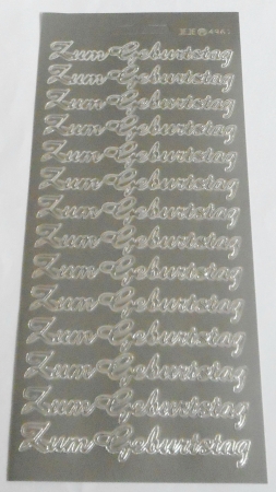 Preview: Stickerbogen 10 x 23 cm Konturensticker "Zum Geburtstag" silber