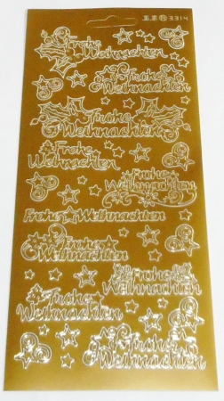 Konturensticker "Frohe Weihnachten" gold