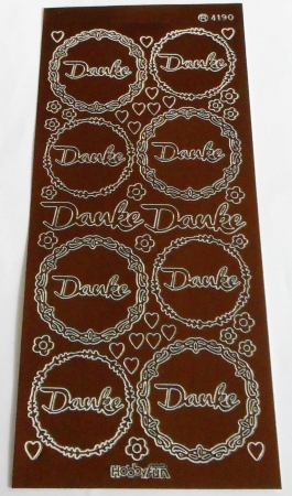Preview: Stickerbogen 10 x 23 cm "Danke" toffee