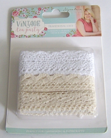 Crafter's Companion 4 Spitzenbordüren in creme und weiss