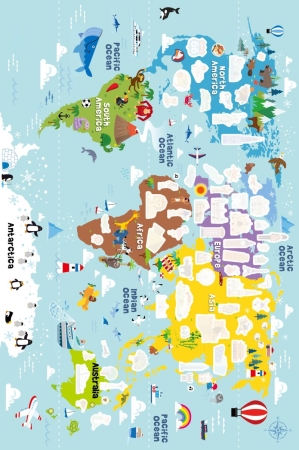 Preview: Sticker Länder World mit Landkarte