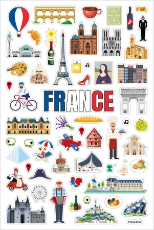 Sticker Länder Frankreich mit Landkarte