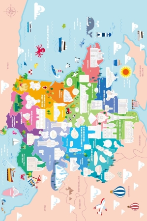 Preview: Sticker Länder Frankreich mit Landkarte