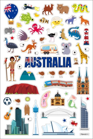 Sticker Länder Australien mit Landkarte