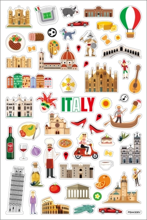 Sticker Länder Italien mit Landkarte