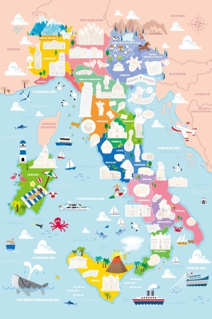 Preview: Sticker Länder Italien mit Landkarte