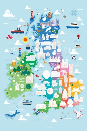 Preview: Sticker Länder Großbritannien mit Landkarte