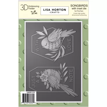 Lisa Horton Crafts 5 x 7 Inch 3D Embossing Folder with Integrated Die Songbirds