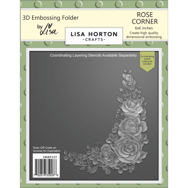 Lisa Horton Crafts 6 x 6 Inch 3D Embossing Folder with Die Rose Corner