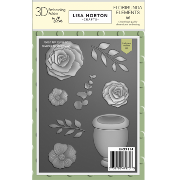 Lisa Horton Crafts A6 3D Embossing Folder with Die Floribunda Elements