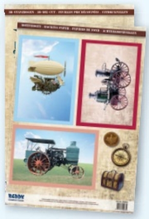 Reddy Cards Twinpack, Traktor, Dampfmaschine, Luftschiff