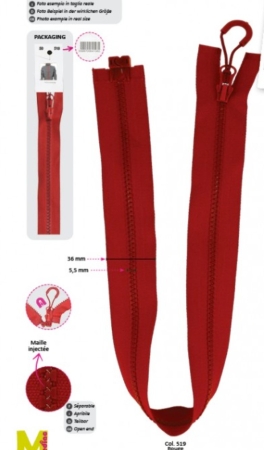 Preview: Magnetischer Reißverschluss 55 cm rot