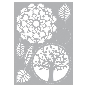 Stencil Schablone DIN A4 Baum Blätter Mandala 7-teilig