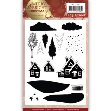 Precious Marieke Clear Stamp Merry and Bright Christmas Christmas House