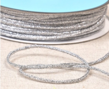 Kordel meliert metallic 2 mm Breite pro Meter silber