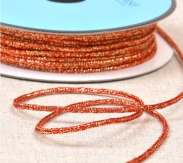 Kordel meliert metallic 2 mm Breite pro Meter rot gold