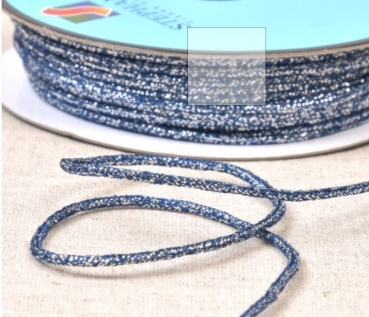 Kordel meliert metallic 2 mm Breite pro Meter blau / silber
