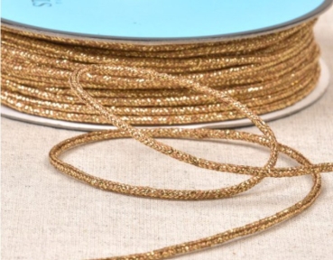 Kordel meliert metallic 2 mm Breite pro Meter braun / gold