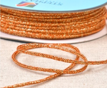Kordel meliert metallic 2 mm Breite pro Meter orange / gold