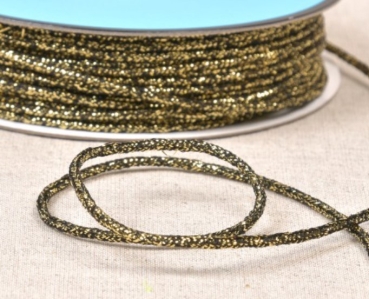 Kordel meliert metallic 2 mm Breite pro Meter schwarz / gold