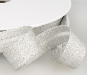 Schrägband metallic 18 mm pro Meter silber