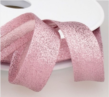 Schrägband metallic 18 mm pro Meter rose clair