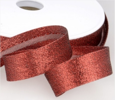 Schrägband metallic 18 mm pro Meter rouge