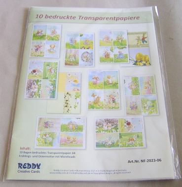 Reddy Cards 10 Bogen bedrucktes Transparentpapier A4