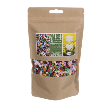 Preview: NABBI BioBeads Bügelperlen biologisch abbaubar 10 Farben Mix und 2 Legeplatten