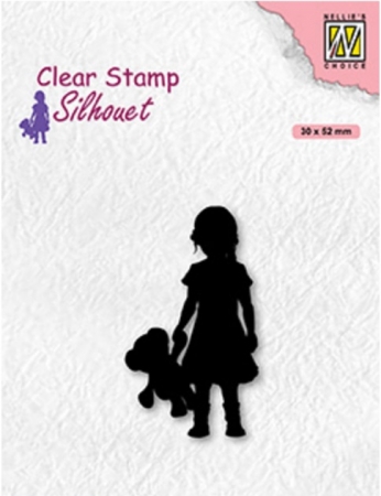 Nellie Snellen Silhouette Clear Stamps Transparente Stempel Girl with Teddy Bear