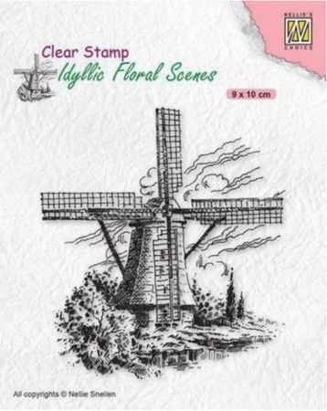 Nellie Snellen Idyllic Floral Scenes Clear Stamps Transparente Stempel Windmill