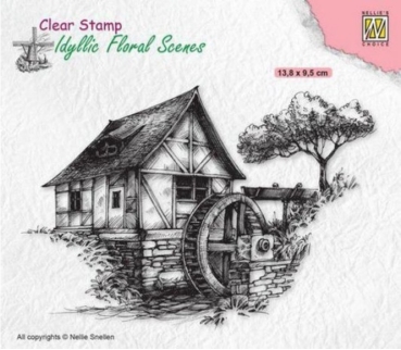 Nellie Snellen Idyllic Floral Scenes Clear Stamps Transparente Stempel Watermill