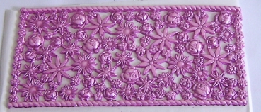 Wachs Ornamentplatte mit vielen Blüten pink