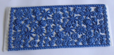 Wachs Ornamentplatte mit vielen Blüten blau