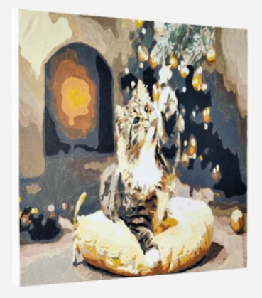 Preview: Craft Buddy PBN012 Painting by Numbers Framed Kit Malen nach Zahlen Festive Cat