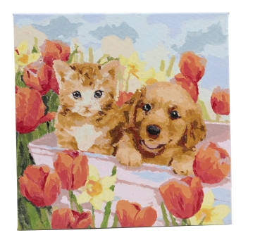 Preview: Craft Buddy PBN-3030-20 Painting by Numbers Framed Kit Malen nach Zahlen Sunshine in Tulip Field