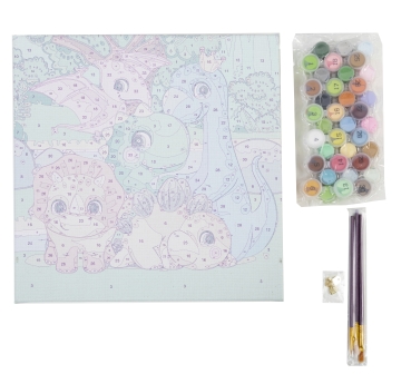 Preview: Craft Buddy PBN-3030-19 Painting by Numbers Framed Kit Malen nach Zahlen Dinosaurs Family