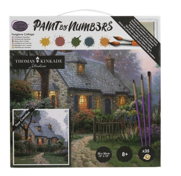 Craft Buddy PBN-TK3030-62 Painting by Numbers Framed Kit Malen nach Zahlen Foxglove Cottage