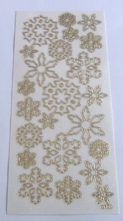 Stickerbogen 10 x 23 cm transparent mit Glitter gold