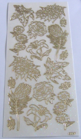 Stickerbogen 10 x 23 cm transparent mit Glitter gold