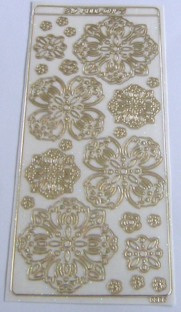 Stickerbogen 10 x 23 cm transparent mit Glitter gold