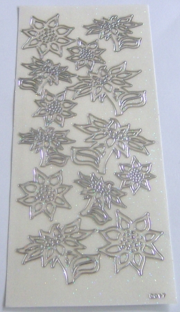 Stickerbogen 10 x 23 cm transparent mit Glitter silber