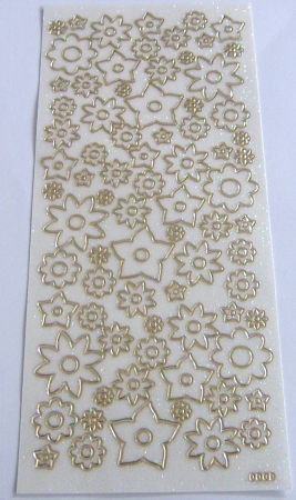 Stickerbogen 10 x 23 cm transparent mit Glitter gold
