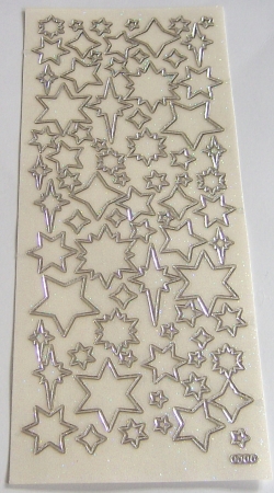 Stickerbogen 10 x 23 cm transparent mit Glitter silber