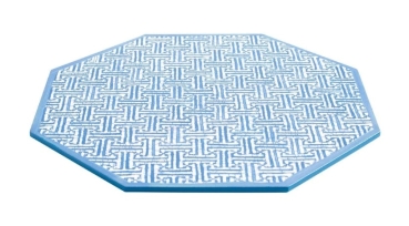 Preview: Caspari Octagonal Lacquer Placemat in Blue