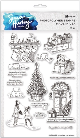 Ranger Simon Hurley create Photopolymer Stamps 6 x 9 Inch Sketched Christmas