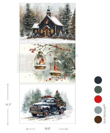 Re-Design with Prima Christmas Blessings A3 Decoupage Fiber Pack