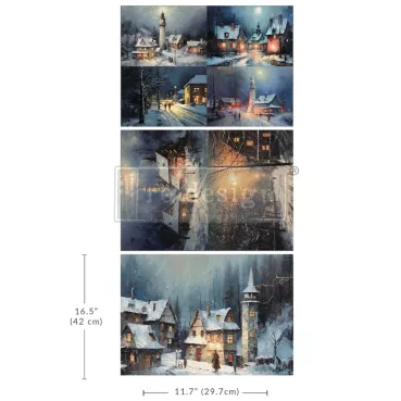 Re-Design with Prima A3 Decoupage Fiber Pack Decoupage Papier Snowy Twilight