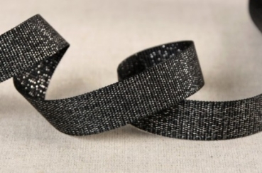 Metallisiertes Ripsband 15 mm pro Meter schwarz